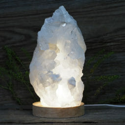 2.76kg Natural Clear Quartz Cluster Lamp on LED Large Base DR010 | Himalayan Salt Factory