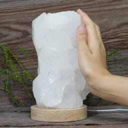 2.12kg Natural Clear Quartz Cluster Lamp on LED Large Base DR011 | Himalayan Salt Factory