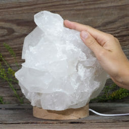 3.40kg Natural Clear Quartz Cluster Lamp on LED Large Base DR012 | Himalayan Salt Factory