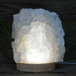2.32kg Natural Clear Quartz Cluster Lamp on LED Large Base DR014 | Himalayan Salt Factory