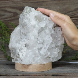 1.80kg Natural Clear Quartz Cluster Lamp on LED Large Base DR015 | Himalayan Salt Factory