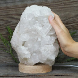 2.52kg Natural Clear Quartz Cluster Lamp on LED Large Base DR016 | Himalayan Salt Factory
