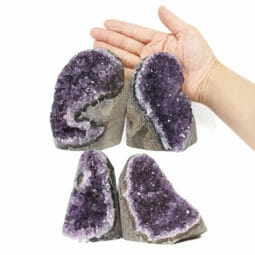 2.37kg Amethyst Polished Crystal Geode Specimen Set 4 Pieces L079 5 Amethyst Polished Crystal Druze Specimen Set 4 L079 | Himalayan Salt Factory