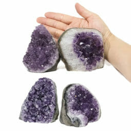 2.07kg Amethyst Polished Crystal Geode Specimen Set 4 Pieces L083 5 Amethyst Polished Crystal Druze Specimen Set 4 L083 | Himalayan Salt Factory