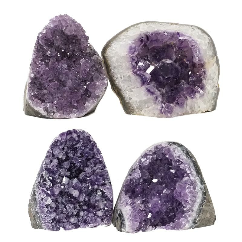 2.07kg Amethyst Polished Crystal Geode Specimen Set 4 Pieces L083 3 Amethyst Polished Crystal Druze Specimen Set 4 L083 | Himalayan Salt Factory