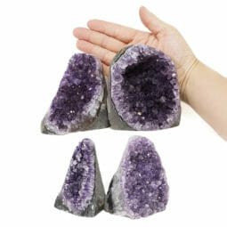 1.90kg Amethyst Polished Crystal Geode Specimen Set 4 Pieces L084 5 Amethyst Polished Crystal Druze Specimen Set 4 L084 | Himalayan Salt Factory