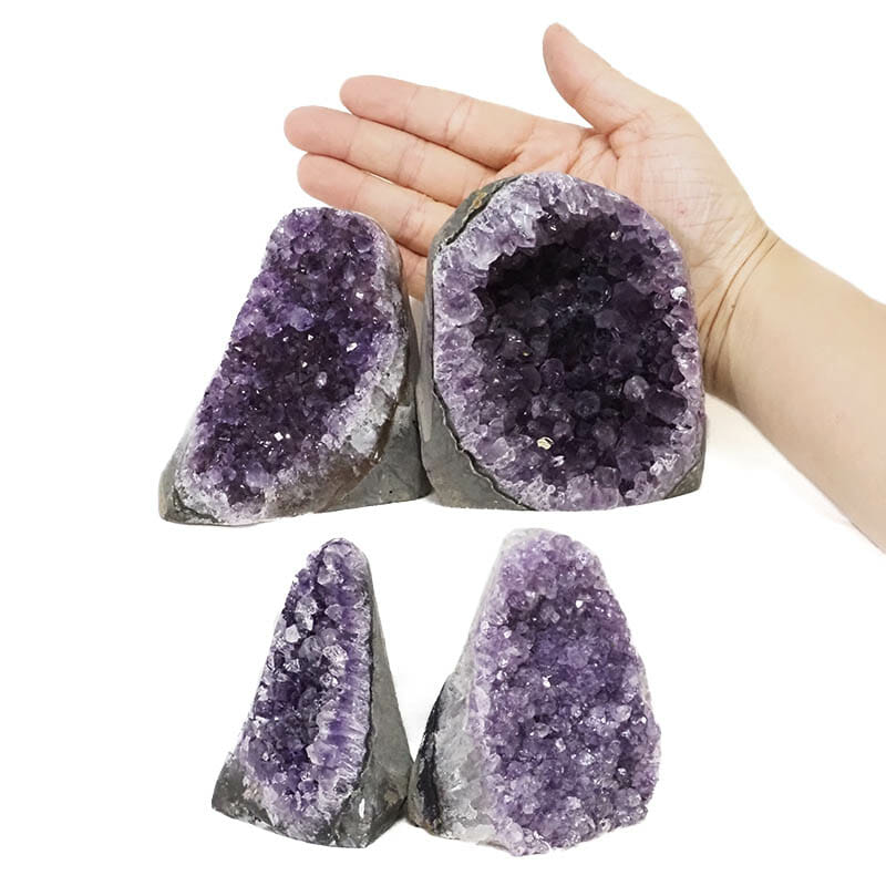 1.90kg Amethyst Polished Crystal Geode Specimen Set 4 Pieces L084 4 Amethyst Polished Crystal Druze Specimen Set 4 L084 | Himalayan Salt Factory