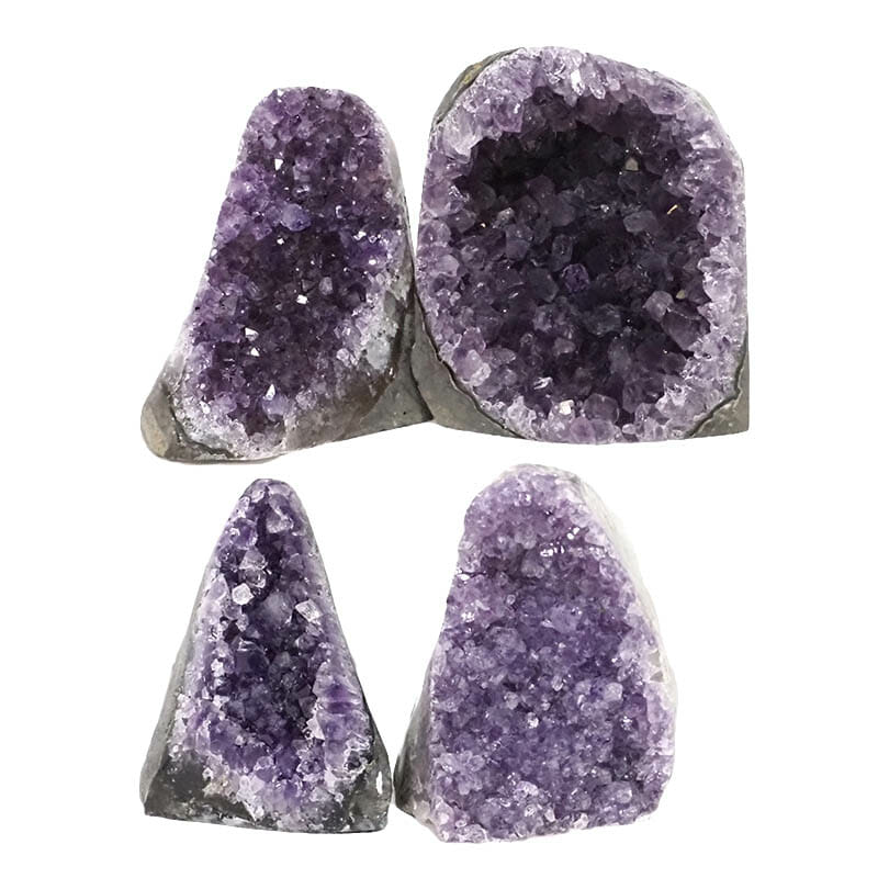 1.90kg Amethyst Polished Crystal Geode Specimen Set 4 Pieces L084 3 Amethyst Polished Crystal Druze Specimen Set 4 L084 | Himalayan Salt Factory