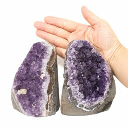 Amethyst Polished Crystal Geode Specimen Set 2 Pieces DB116 | Himalayan Salt Factory