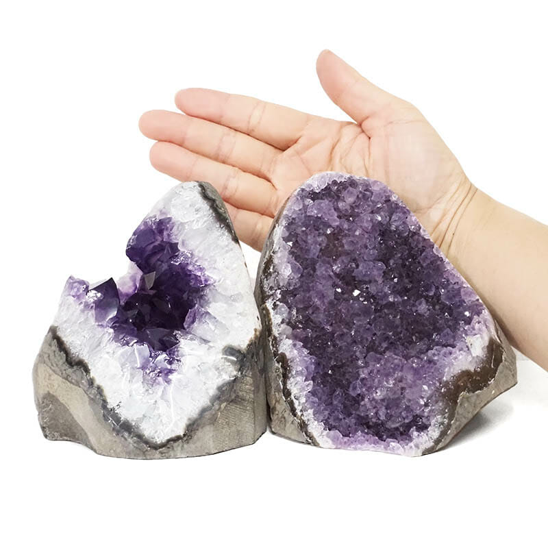 2.17kg Amethyst Polished Crystal Geode Specimen Set 2 Pieces DB117 4 Amethyst Polished Crystal Geode Specimen Set 2 Pieces DB117 | Himalayan Salt Factory