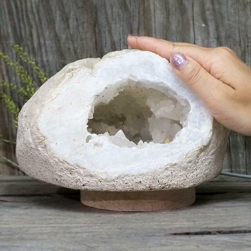 2.83kg Natural Calcite Geode Lamp with Large LED Light Base DB222 5 Natural Calcite Geode Lamp with Large LED Light Base DB222 | Himalayan Salt Factory
