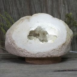 Natural Calcite Geode Lamp with Large LED Light Base DB222 | Himalayan Salt Factory
