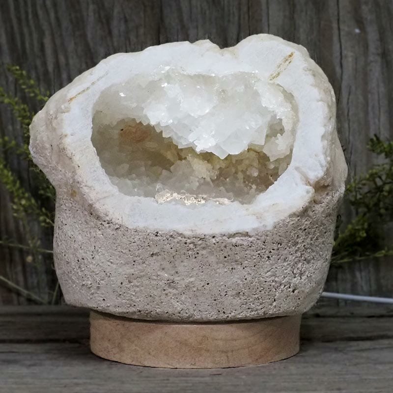 2.04kg Natural Calcite Geode Lamp with Large LED Light Base DB224 3 Natural Calcite Geode Lamp with Large LED Light Base DB224 | Himalayan Salt Factory