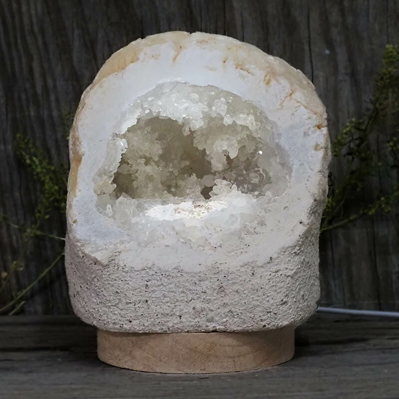 2.30kg Natural Calcite Geode Lamp with Large LED Light Base DB226 3 Natural Calcite Geode Lamp with Large LED Light Base DB226 | Himalayan Salt Factory