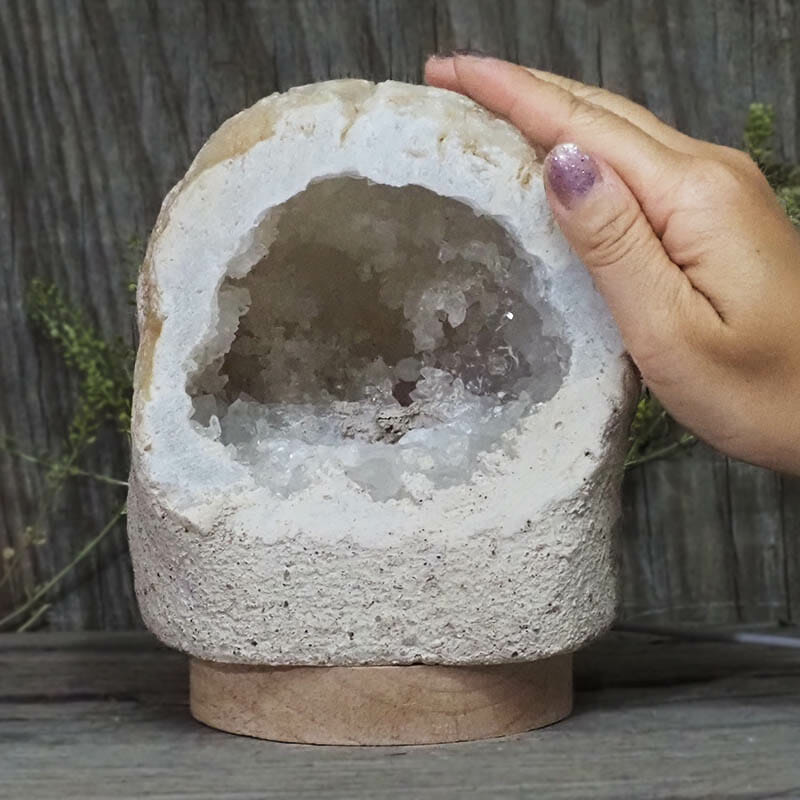 2.30kg Natural Calcite Geode Lamp with Large LED Light Base DB226 5 Natural Calcite Geode Lamp with Large LED Light Base DB226 | Himalayan Salt Factory