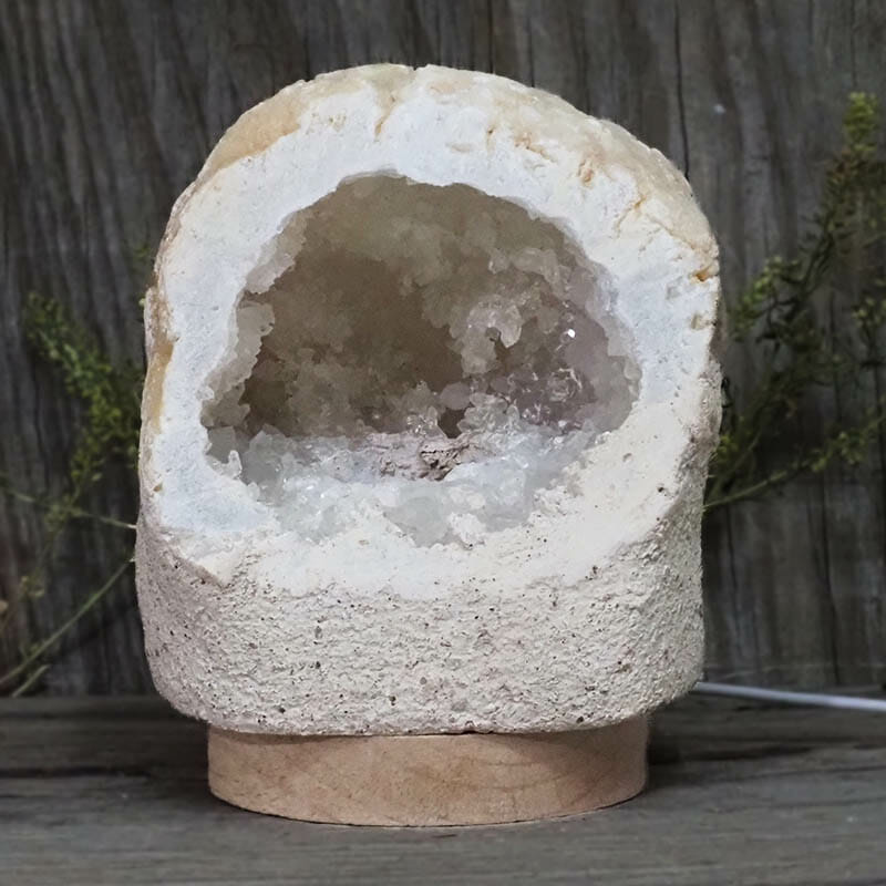 2.30kg Natural Calcite Geode Lamp with Large LED Light Base DB226 4 Natural Calcite Geode Lamp with Large LED Light Base DB226 | Himalayan Salt Factory