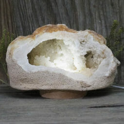 Natural Calcite Geode Lamp with Large LED Light Base DB228 | Himalayan Salt Factory