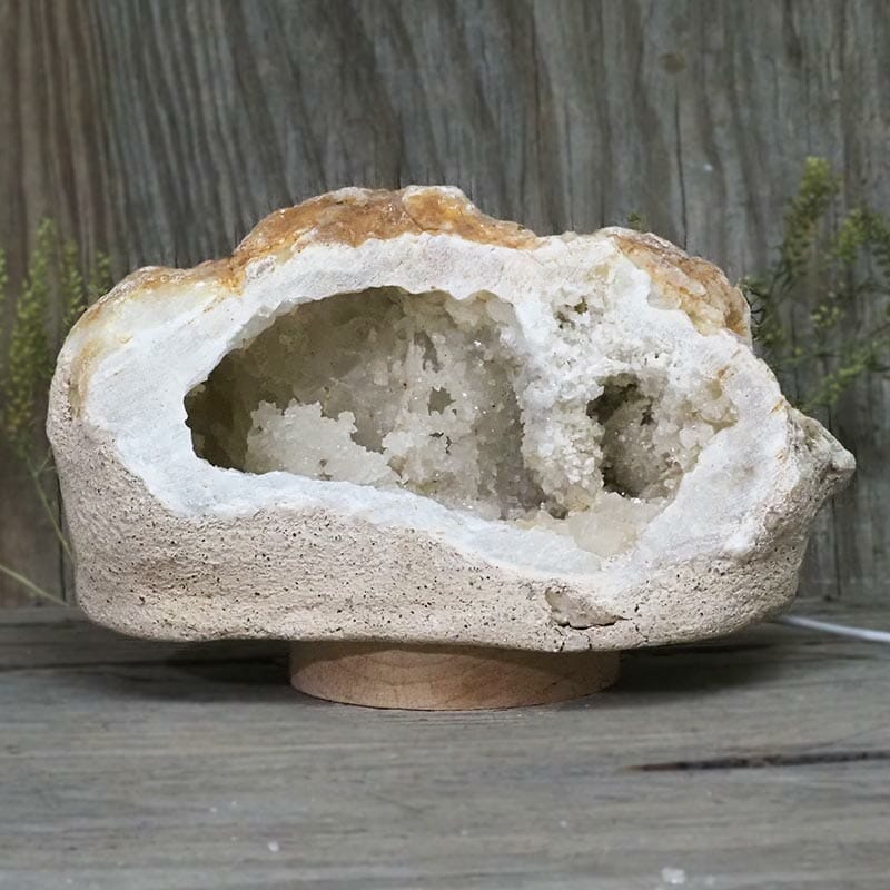 3.40kg Natural Calcite Geode Lamp with Large LED Light Base DB228 4 Natural Calcite Geode Lamp with Large LED Light Base DB228 | Himalayan Salt Factory