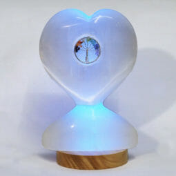Selenite Tree of Life Heart Stand with Multicolour LED Large Base Pack | Himalayan Salt Factory