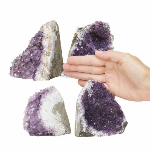 2.05kg Amethyst Crystal Geode Specimen Set 4 Pieces L050 | Himalayan Salt Factory