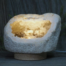 2.51kg Natural Calcite Geode Lamp with Large LED Light Base DB198 | Himalayan Salt Factory