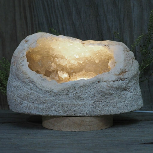 2.20kg Natural Calcite Geode Lamp with Large LED Light Base DB199 | Himalayan Salt Factory