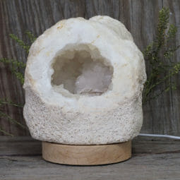 2.11kg Natural Calcite Geode Lamp with Large LED Light Base DB201 | Himalayan Salt Factory