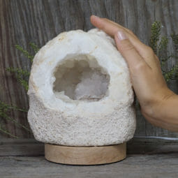 2.11kg Natural Calcite Geode Lamp with Large LED Light Base DB201 | Himalayan Salt Factory