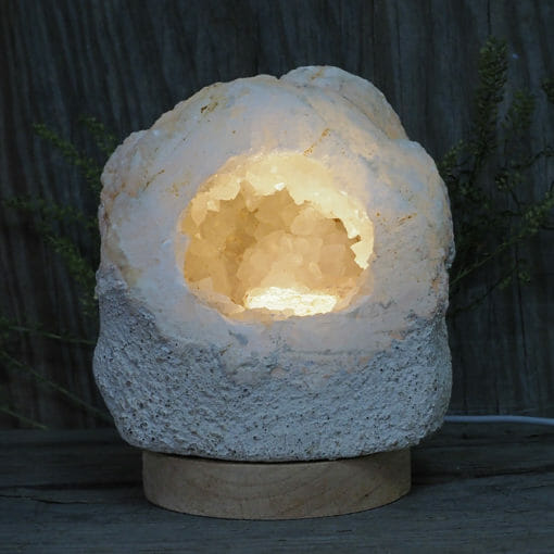 2.11kg Natural Calcite Geode Lamp with Large LED Light Base DB201 | Himalayan Salt Factory