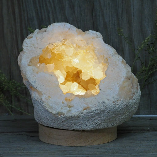 2.42kg Natural Calcite Geode Lamp with Large LED Light Base DB202 | Himalayan Salt Factory