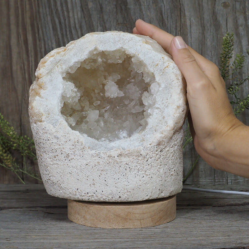 2.30kg Natural Calcite Geode Lamp with Large LED Light Base DB205 5 2.30kg Natural Calcite Geode Lamp with Large LED Light Base DB205 | Himalayan Salt Factory
