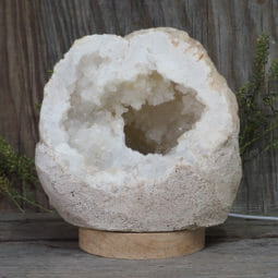 2.60kg Natural Calcite Geode Lamp with Large LED Light Base DB207 | Himalayan Salt Factory
