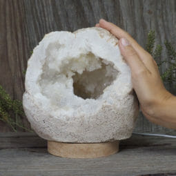 2.60kg Natural Calcite Geode Lamp with Large LED Light Base DB207 | Himalayan Salt Factory