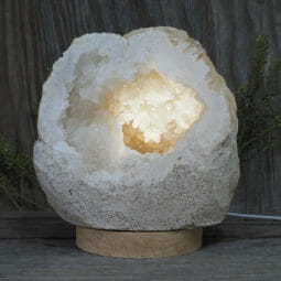2.60kg Natural Calcite Geode Lamp with Large LED Light Base DB207 | Himalayan Salt Factory