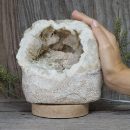 2.05kg Natural Calcite Geode Lamp with Large LED Light Base DB208 | Himalayan Salt Factory