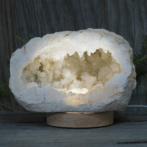 2.36kg Natural Calcite Geode Lamp with Large LED Light Base DB211 | Himalayan Salt Factory