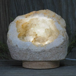 2.37kg Natural Calcite Geode Lamp with Large LED Light Base DB216 | Himalayan Salt Factory