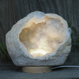 3.11kg Natural Calcite Geode Lamp with Large LED Light Base DN1664 | Himalayan Salt Factory