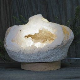 2.17kg Natural Calcite Geode Lamp with Large LED Light Base DN1667 | Himalayan Salt Factory
