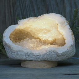 1.95kg Natural Calcite Geode Lamp with Large LED Light Base DN1668 | Himalayan Salt Factory
