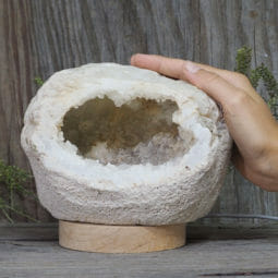 2.22kg Natural Calcite Geode Lamp with Large LED Light Base DN1669 | Himalayan Salt Factory