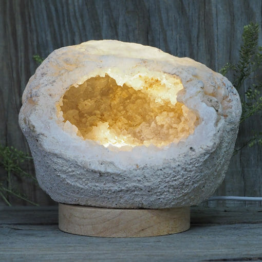 2.22kg Natural Calcite Geode Lamp with Large LED Light Base DN1669 | Himalayan Salt Factory