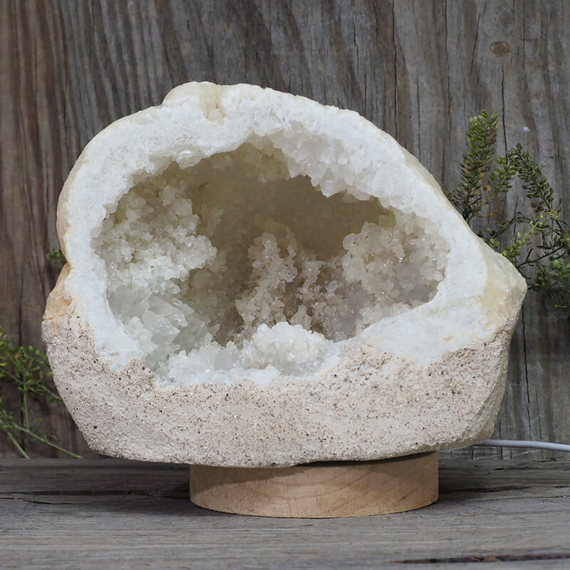 2.54kg Natural Calcite Geode Lamp with Large LED Light Base DN1670 4 2.54kg Natural Calcite Geode Lamp with Large LED Light Base DN1670 | Himalayan Salt Factory