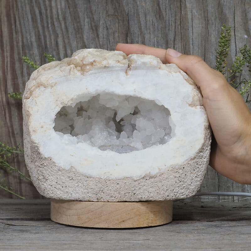 2.31kg Natural Calcite Geode Lamp with Large LED Light Base DN1676 5 2.31kg Natural Calcite Geode Lamp with Large LED Light Base DN1676 | Himalayan Salt Factory