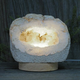 2.31kg Natural Calcite Geode Lamp with Large LED Light Base DN1676 | Himalayan Salt Factory