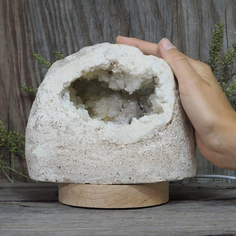 2.03kg Natural Calcite Geode Lamp with Large LED Light Base DN1677 5 2.03kg Natural Calcite Geode Lamp with Large LED Light Base DN1677 | Himalayan Salt Factory