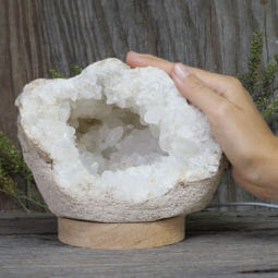 2.05kg Natural Calcite Geode Lamp with Large LED Light Base DN1683 | Himalayan Salt Factory