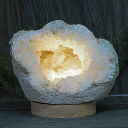 2.05kg Natural Calcite Geode Lamp with Large LED Light Base DN1683 | Himalayan Salt Factory