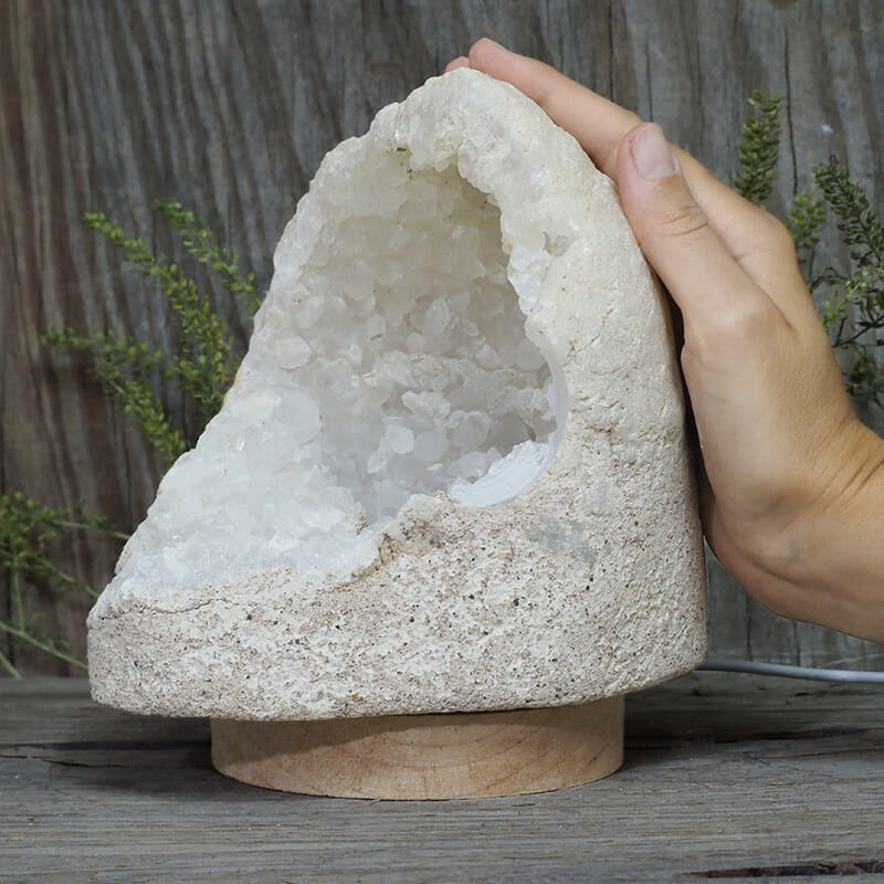 2.15kg Natural Calcite Geode Lamp with Large LED Light Base DN1684 5 2.15kg Natural Calcite Geode Lamp with Large LED Light Base DN1684 | Himalayan Salt Factory