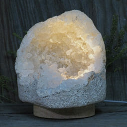 2.15kg Natural Calcite Geode Lamp with Large LED Light Base DN1684 | Himalayan Salt Factory
